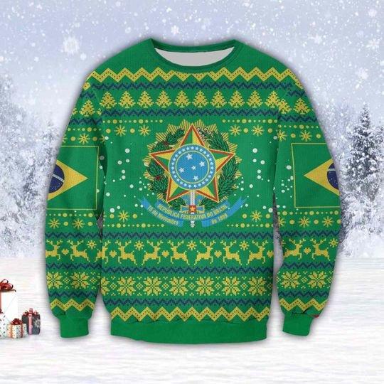 Brazil Merry Christmas Ugly Christmas Sweater, Christmas Ugly Sweater,Christmas Gift,Gift Christmas 2022