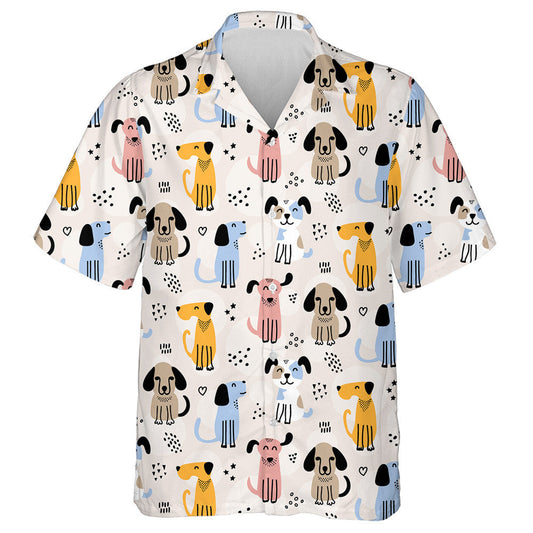 Doodles Madraí Childish Lámhtharraingthe Stíl Lochlannach Léine Haváís, Bronntanas Léine Haváís, Bronntanas Nollag