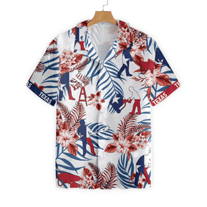 Texas Construction Worker Pattern Hawaiian ShirtHawaiian Shirt Gift, Christmas Gift