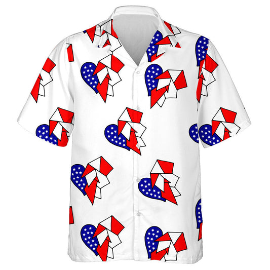 Croí Lámhdhéanta Le Dathanna Bratach Stáit Aontaithe Mheiriceá Léine Haváís, Bronntanas Léine Haváíais, Bronntanas Nollag