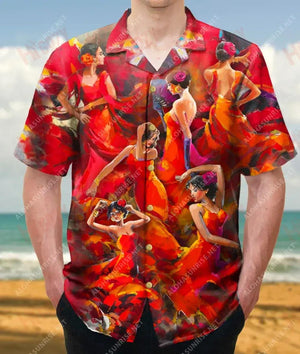 Flamenco Dancers Unisex Short Sleeve Shirt Summer Tropical Shirts Hawaiian Crazy Shirts Hawaiian Shirt Pattern_ Hawaiian Shirt Gift, Christmas Gift