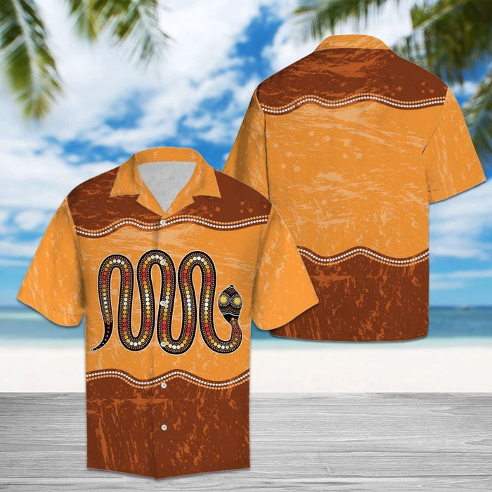 Grunge Brown And Orange Snake Design Hawaiian Shirt,Hawaiian Shirt Gift, Christmas Gift