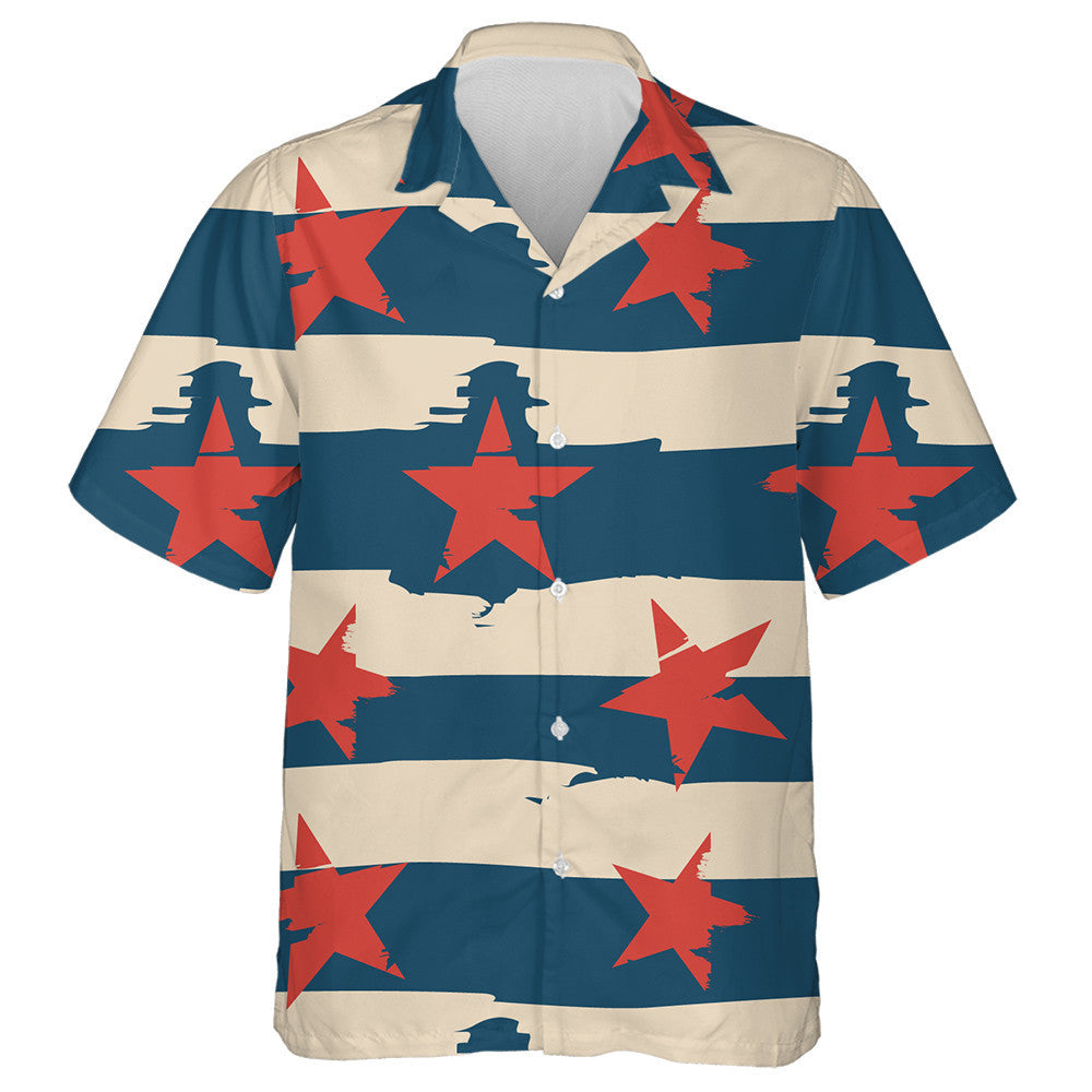 Retro Vintage Gorm Agus Beige Striped Le Réaltaí Dearga Léine Haváís, Bronntanas Léine Haváís, Bronntanas Nollag