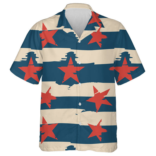 Retro Vintage Gorm Agus Beige Striped Le Réaltaí Dearga Léine Haváís, Bronntanas Léine Haváís, Bronntanas Nollag