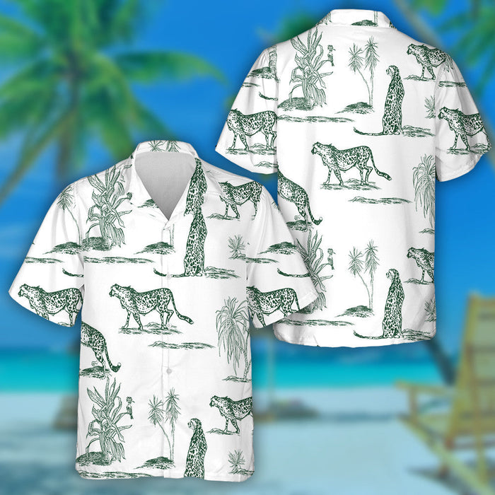 Wild African Leopard Walking In Dessert Hawaiian Shirt, Hwaiian For Gift