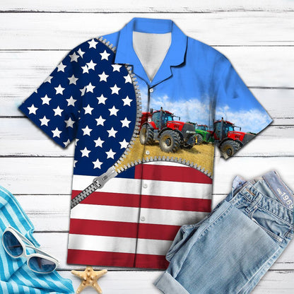 Farmer Usa Flag - Hawaiian Shirt_Hawaiian Shirt Gift, Christmas Gift