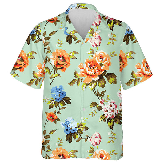 Líníocht Rósanna Seanré Tiúilipí Dearadh Gairdín Bláthanna Beoga Léine Haváís, Bronntanas Léine Haváís, Bronntanas Nollag