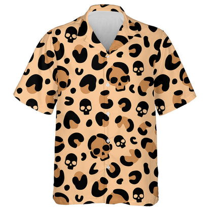 Camouflage Leopard With Skull On Beige Background Hawaiian Shirt, Hawaiian Shirt Gift, Christmas Gift