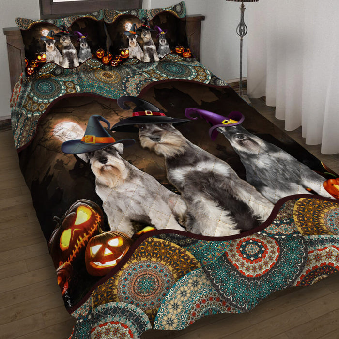 Dog Halloween Names  Schnauzer Halloween Pumpkin Quilt Bedding Set Bedroom Set Bedlinen 3D, Bedding Christmas Gift,Bedding Set Christmas
