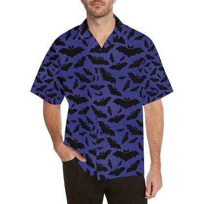Black Bat Flying Halloween Pattern Hawaiian Shirt, Hawaiian For Gift