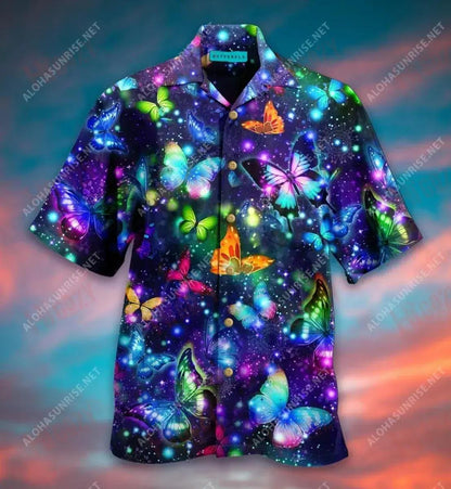 Colorful Butterflies Unisex Short Hawaiian Shirt Hobbies Aloha Shirt Custom Hawaiian Shirts Crazy Shirts Hawaii, Hwaiian For Gift