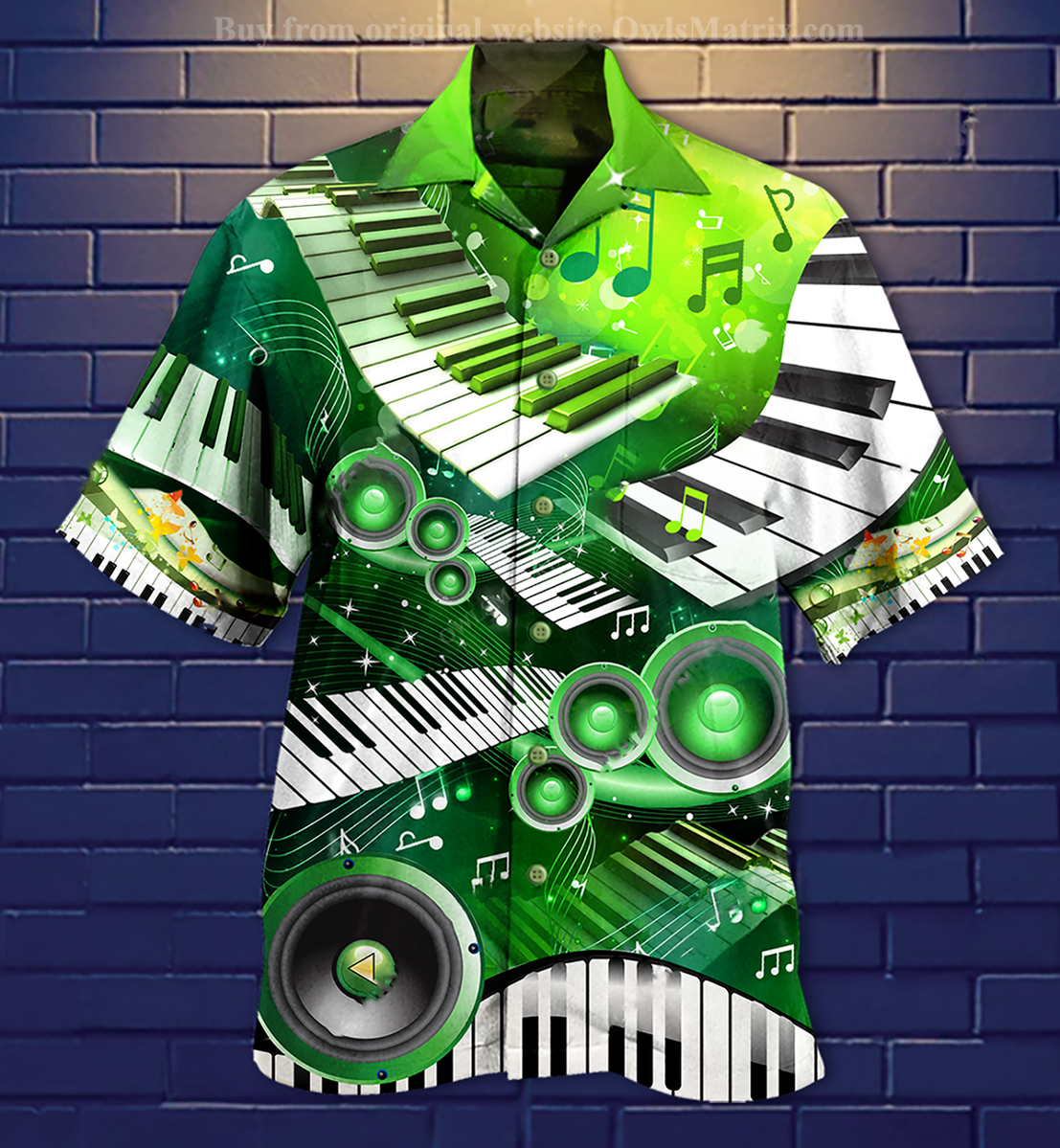 Music Love Green Style - Hawaiian Shirt, Hawaiian Shirt Gift, Christmas Gift