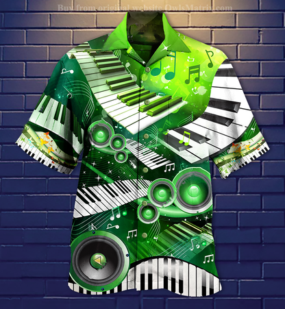 Music Love Green Style - Hawaiian Shirt, Hawaiian Shirt Gift, Christmas Gift