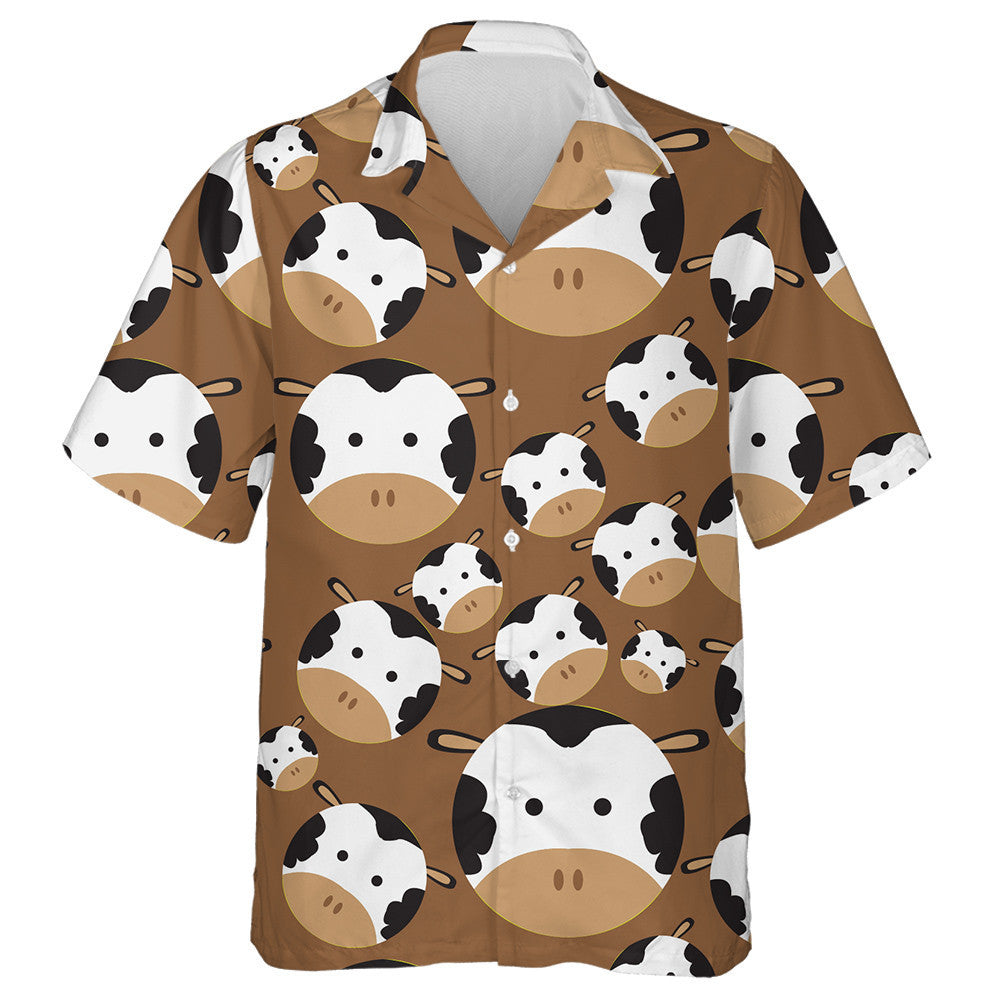 Tarraing Lámh Chartúin Aghaidh na mBó Ar Léine Donn Haváís, Bronntanas Léine Haváíais, Bronntanas Nollag