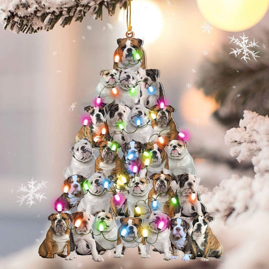 Bulldog lovely tree gift for bulldog lover gift for dog mom Christmas Plastic Hanging Ornament, Happy Christmas Ornament, Christmas Gift, Christmas Decoration