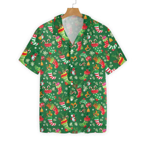 Merry Christmas With Green Background Pattern Hawaiian Shirt, Hawaiian Shirt Gift, Christmas Gift