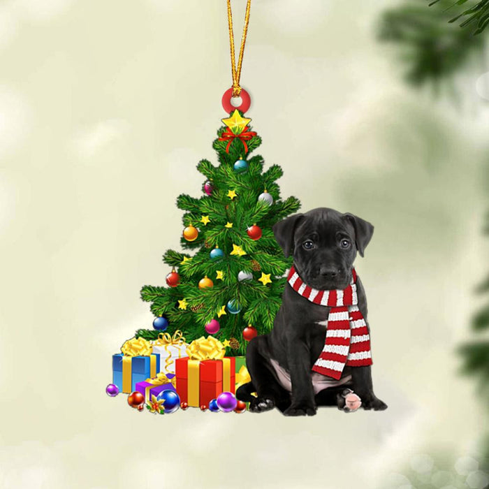 BLACK Pitbull-Christmas Star Hanging Christmas Plastic Hanging Ornament, Christmas Ornament Gift, Christmas Gift, Christmas Decoration