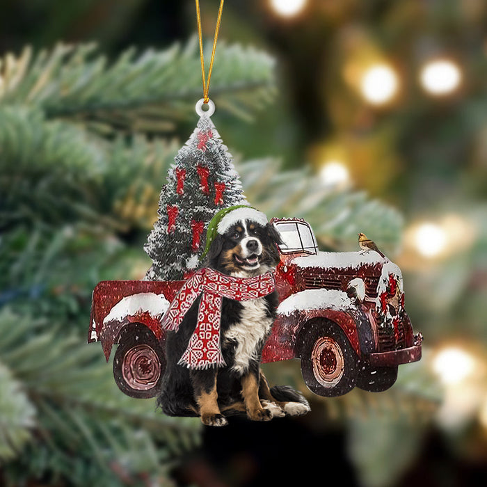 Bernese Mountain Dog-Christmas Truck Two Sided Christmas Plastic Hanging Ornament, Christmas Ornament Gift, Christmas Gift, Christmas Decoration
