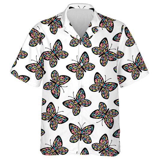 Hand Drawn Colorful In Wings Of Butterflies Hawaiian Shirt, Hawaiian Shirt Gift, Christmas Gift