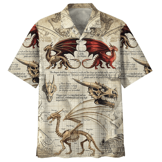 Dramatic Vintage Dragon Tattoo Ornamental Hawaiian Shirt,Hawaiian Shirt Gift, Christmas Gift