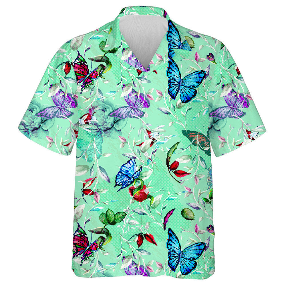 Bláth Peony Lámhtharraingthe Le Léine Haváíach Duilleog Agus Féileacán, Bronntanas Léine Haváís, Bronntanas Nollag