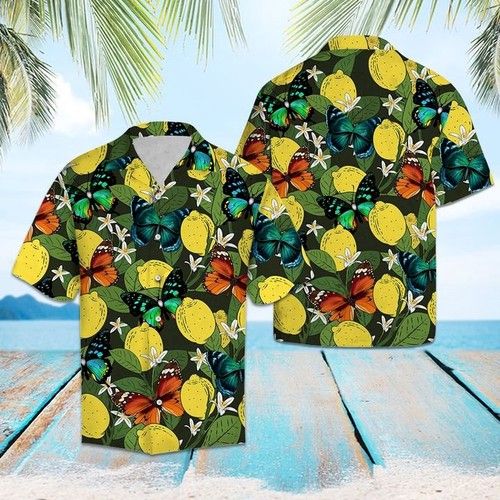 Butterfly Lemons Hawaiian Shirt Summer- Hawaiian Shirt Gift, Christmas Gift
