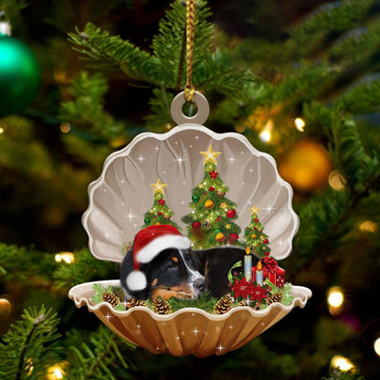 Bernese Mountain Dog-Sleeping Pearl in Christmas Two Sided Christmas Plastic Hanging Ornament, Christmas Ornament Gift, Christmas Gift, Christmas Decoration