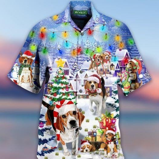 Meaningful Atmosphere Beagle Snowy Design Hawaiian Shirt,Hawaiian Shirt Gift, Christmas Gift