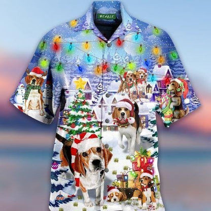 Meaningful Atmosphere Beagle Snowy Design Hawaiian Shirt,Hawaiian Shirt Gift, Christmas Gift