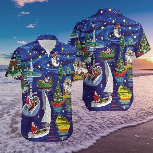 Santa Claus Boat Deliver Christmas Spirit Hawaiian Shirt, Hawaiian Shirt Gift, Christmas Gift