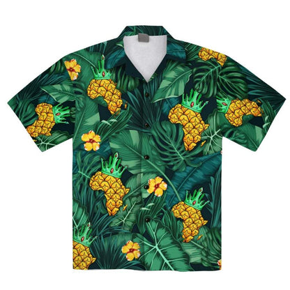 Léarscáil na hAfraice Pineapple Tropical Haváis Aloha Aloha Léinte Shorts Haváís Trá Muinchille Gearr, Bronntanas Nollag