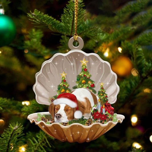 Brittany Spaniel3-Sleeping Pearl in Christmas Two Sided Christmas Plastic Hanging Ornament, Christmas Ornament Gift, Christmas Gift, Christmas Decoration