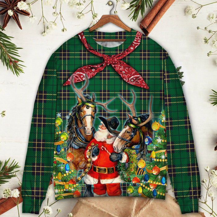 Christmas Santa Cowboy Christmas Green Style Ugly Christmas Sweater, Christmas Gift, Gift Christmas 2024