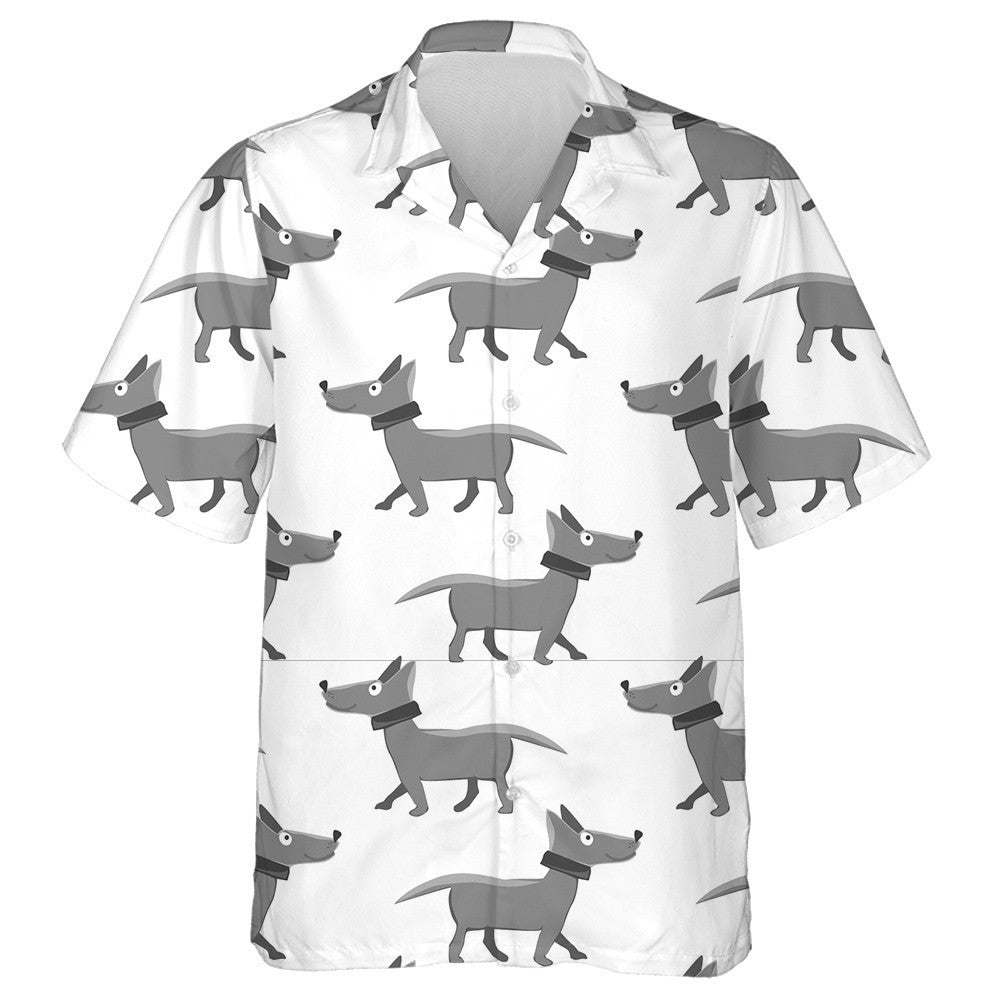 Cartoon Repeating Dog On White Isolated Background Hawaiian Shirt, Hawaiian Shirt Gift, Christmas Gift