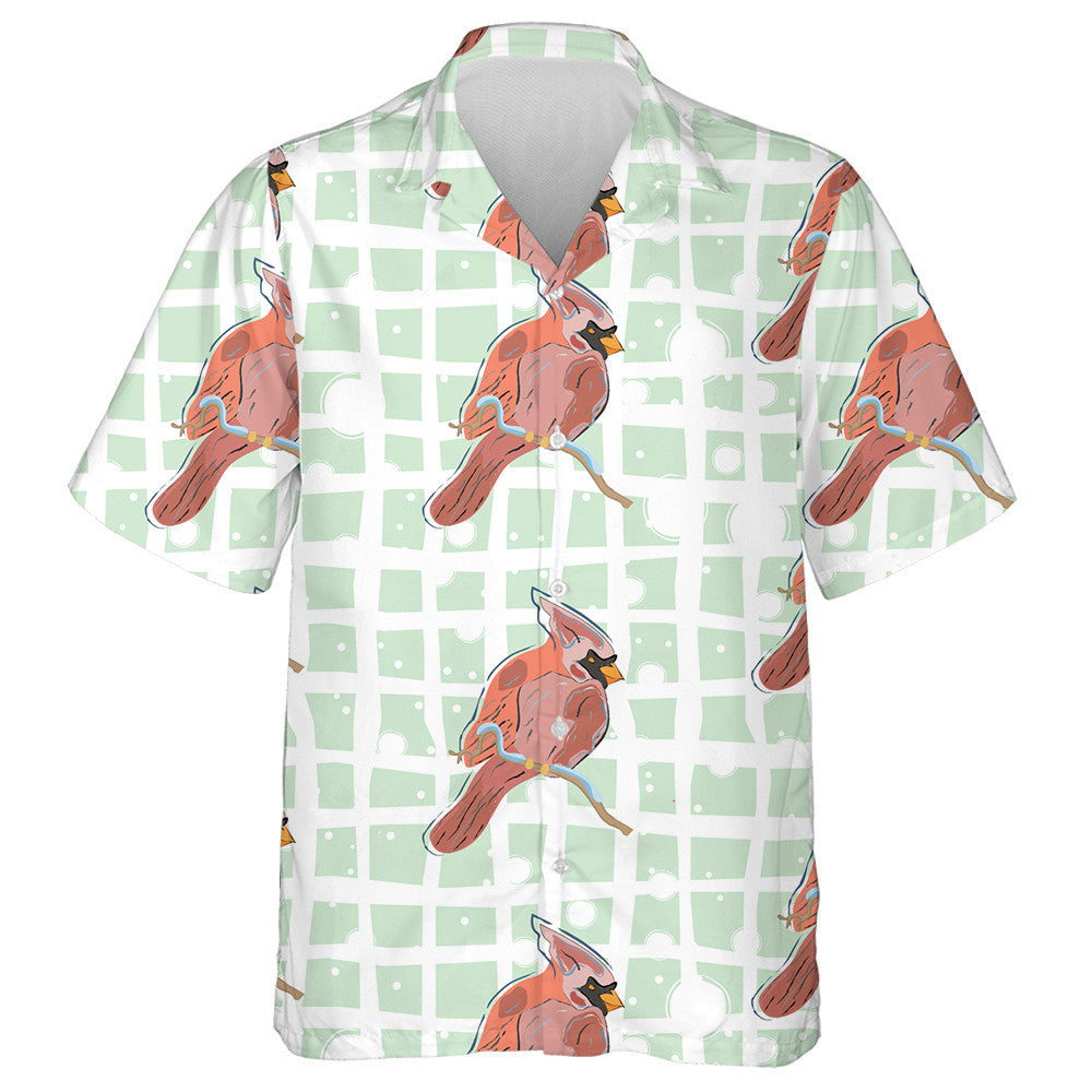 Red Cardinal Bird On Snow Background Hawaiian Shirt,Hawaiian Shirt Gift, Christmas Gift