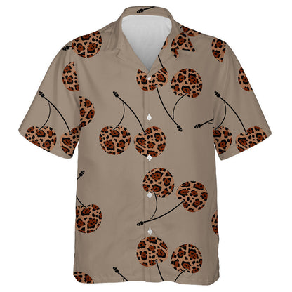 Cherry With A Leopard Ornament In Beige Tones Hawaiian Shirt, Hawaiian Shirt Gift, Christmas Gift