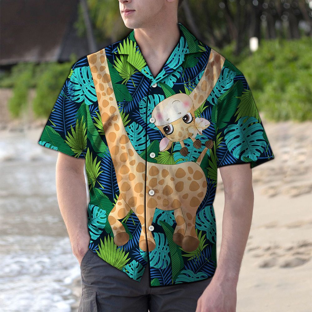 Cute Giraffe Hawaiian Shirt, Hwaiian For Gift