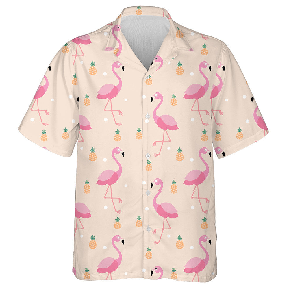 Pink Flamingo Sleeping And Small Pineapple Hawaiian Shirt,Hawaiian Shirt Gift, Christmas Gift