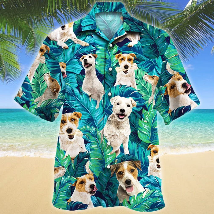 Parson Russell Terrier Dog Lovers Tropical Leaves Pattern Hawaiian Shirt, Hawaiian Shirt Gift, Christmas Gift