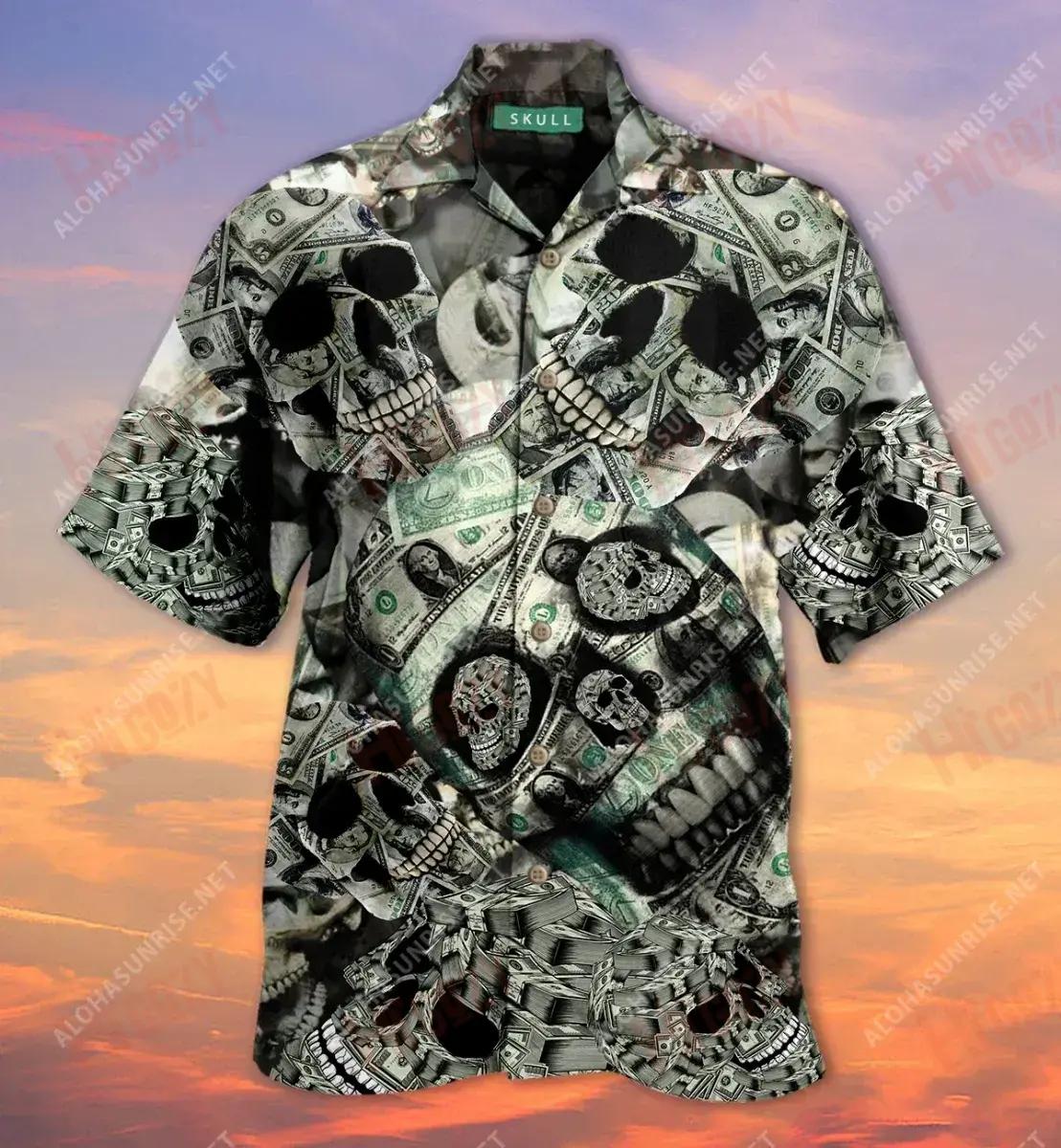 Airgead Skull Laethanta Saoire Gearr Léine Haváís Aloha Shirt Léinte Seanré Haváíais Patrún Léine Haváíais, Bronntanas Léine Haváís, Bronntanas Nollag