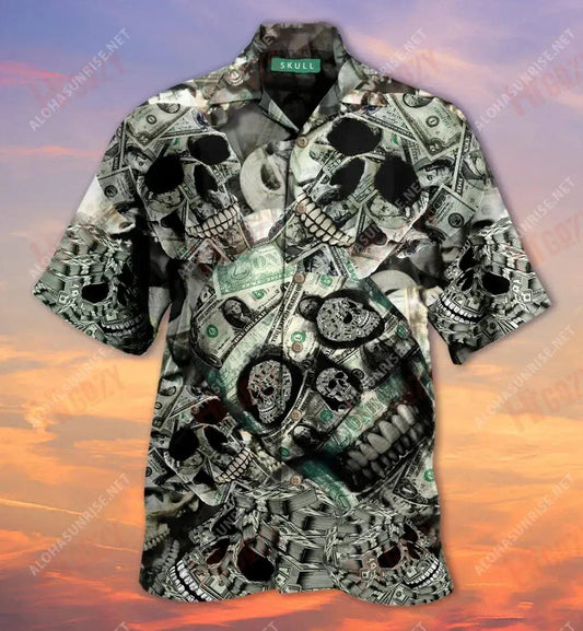 Airgead Skull Laethanta Saoire Gearr Léine Haváís Aloha Shirt Léinte Seanré Haváíais Patrún Léine Haváíais, Bronntanas Léine Haváís, Bronntanas Nollag