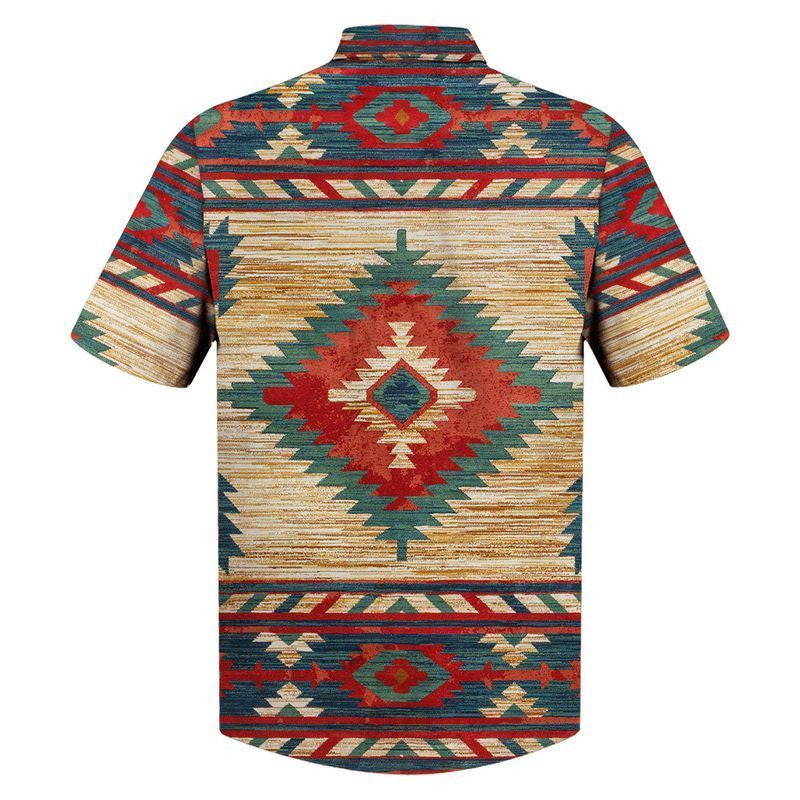 Meiriceánach Dúchasach Teal Agus Patrún Dearg Dearadh Álainn Léine Haváís, Bronntanas Léine Haváís, Bronntanas Nollag