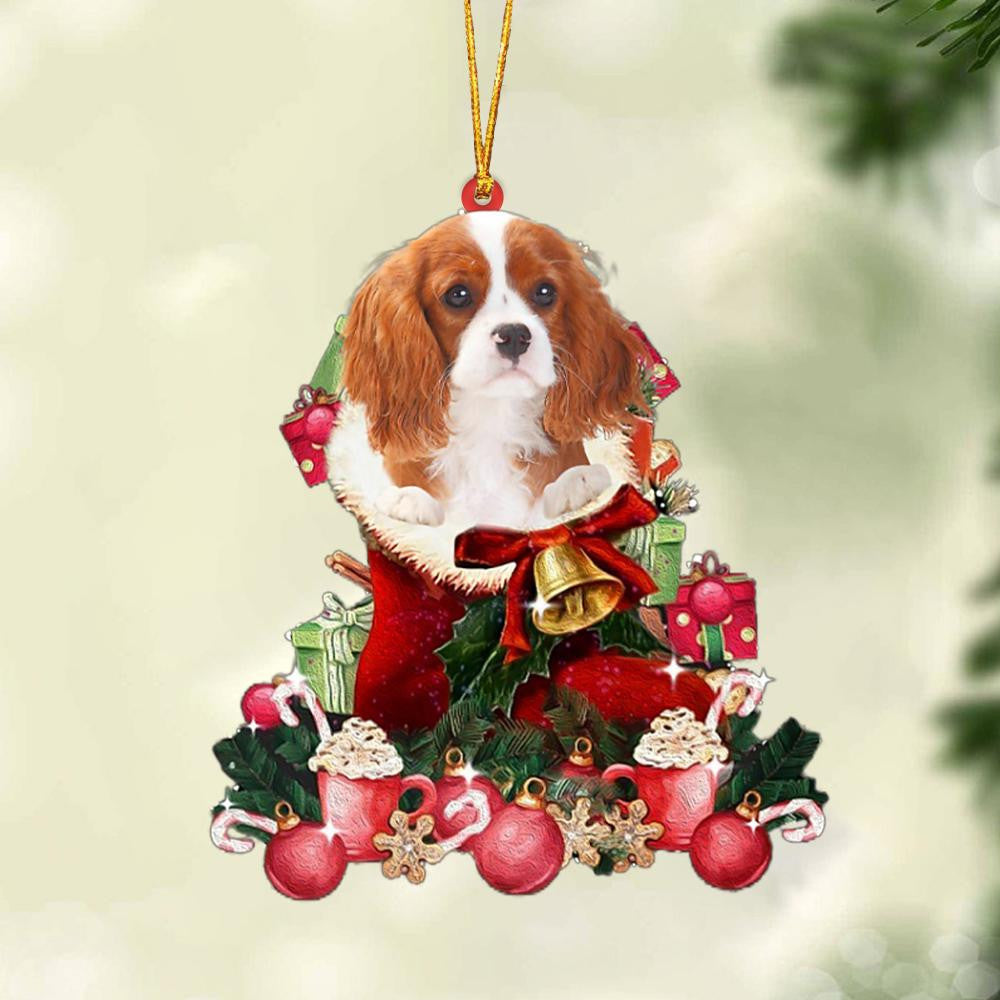 Cavalier King Charles Spaniel-Red Boot Hanging Christmas Plastic Hanging Ornament, Happy Christmas Ornament, Christmas Gift, Christmas Decoration