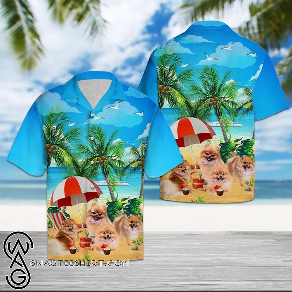 Beach Hawaii Pomeranian Hawaiian Shirt,Hawaiian Shirt Gift, Christmas Gift