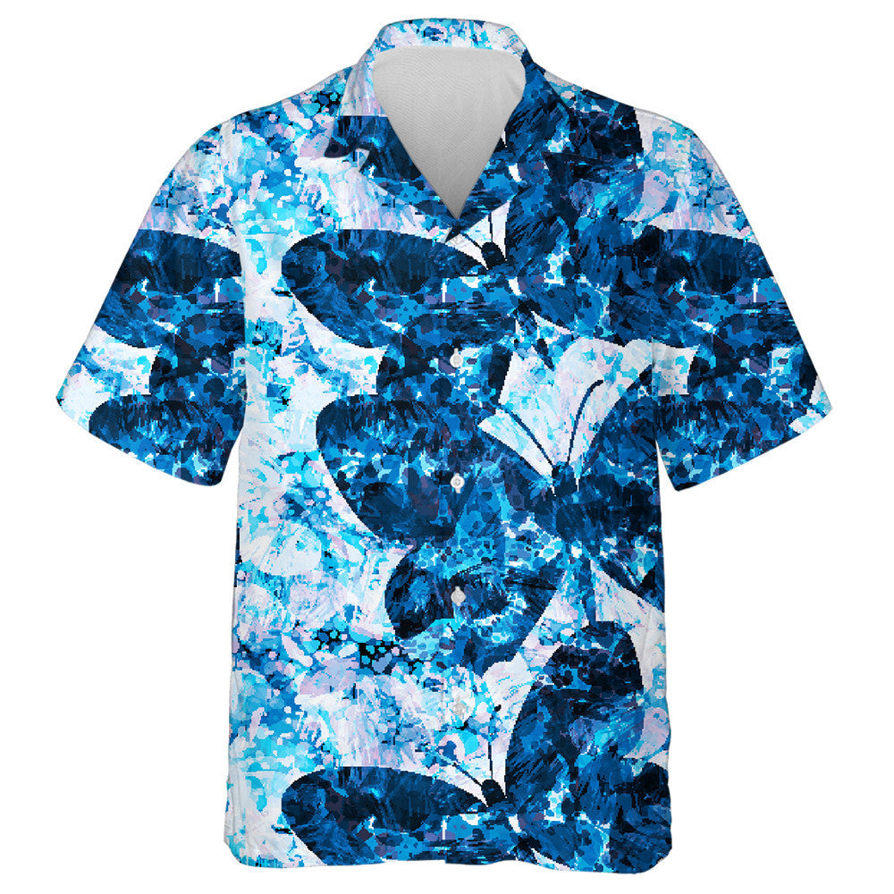 Lámh-Tarraingthe Deatach Gorm Agus Féileacáin Léine Haváís, haváís le haghaidh bronntanais