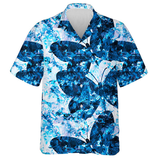 Lámh-Tarraingthe Deatach Gorm Agus Féileacáin Léine Haváís, haváís le haghaidh bronntanais