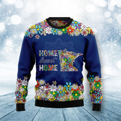 Home Sweet Home Minnesota Flower Ugly Christmas Sweater,Christmas Ugly Sweater,Christmas Gift,Gift Christmas 2024