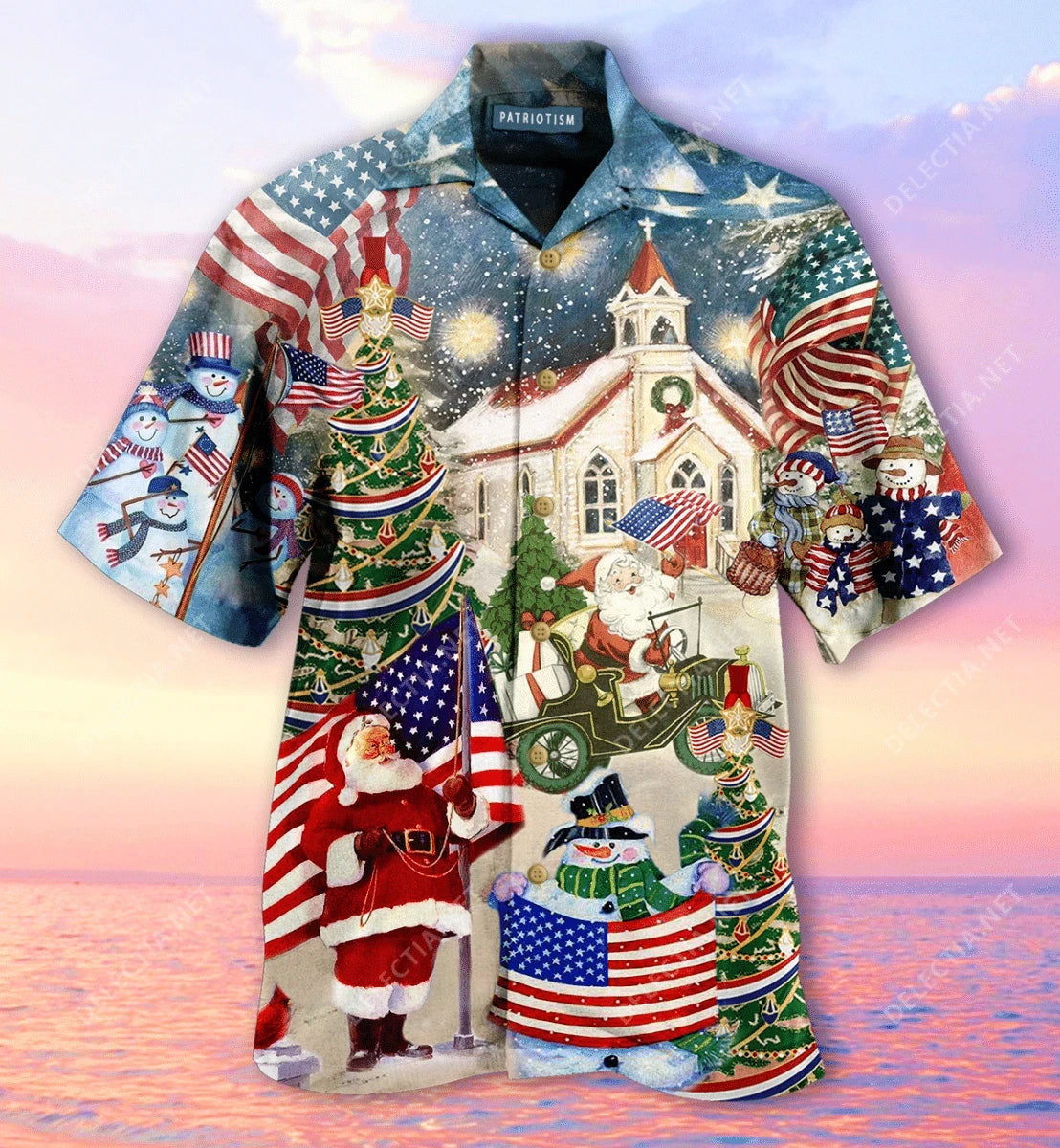 Patriotism American Santa Claus On Christmas Hawaiian Shirt,Hawaiian Shirt Gift, Christmas Gift