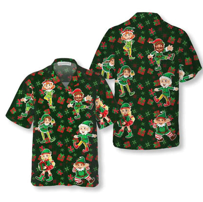 Merry Christmas Elf Party Cartoon Themed Hawaiian Shirt,Hawaiian Shirt Gift, Christmas Gift