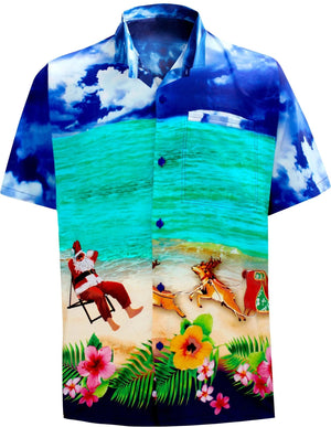 Santa Relaxing On The Beach Design Hawaiian Shirt,Hawaiian Shirt Gift, Christmas Gift